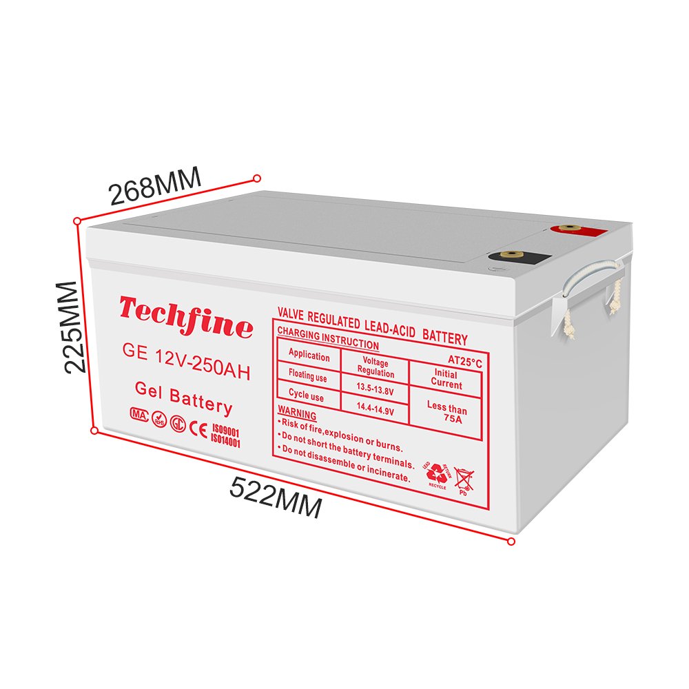 Techfine battery Solar Gel Lead acid battery 12V 100/150/200/250Ah Gel Lead Acid Battery