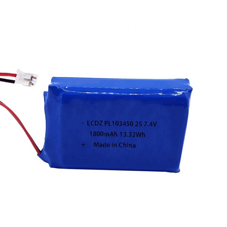 Rechargeable lithium polymer battery LP103450 1800mah 2000mah 7.4v for GPS POS machines