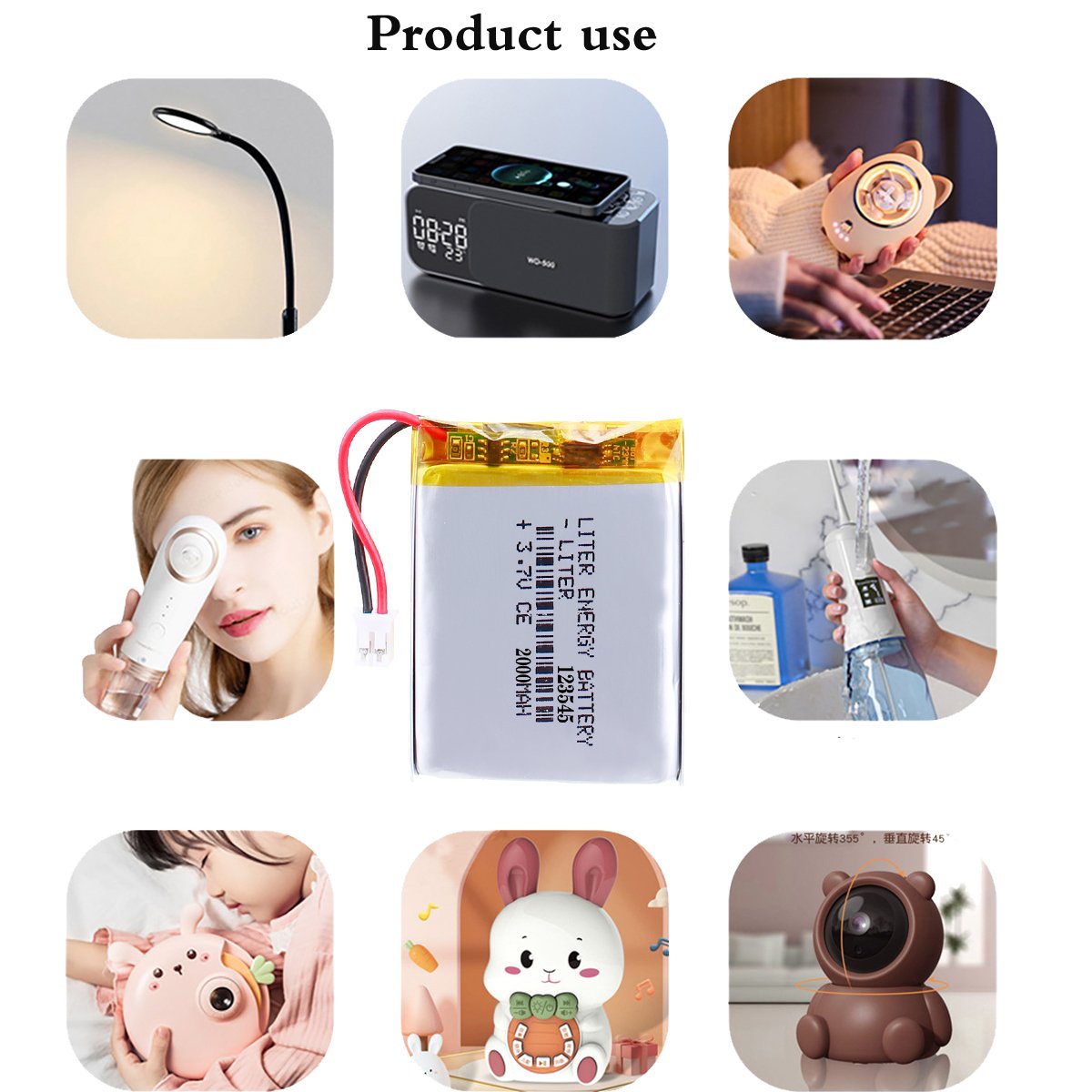 3.7V 2000mAH 123545 Liter energy battery Polymer lithium ion Li-ion battery for POWER BANK GPS with PH 2.0 connector