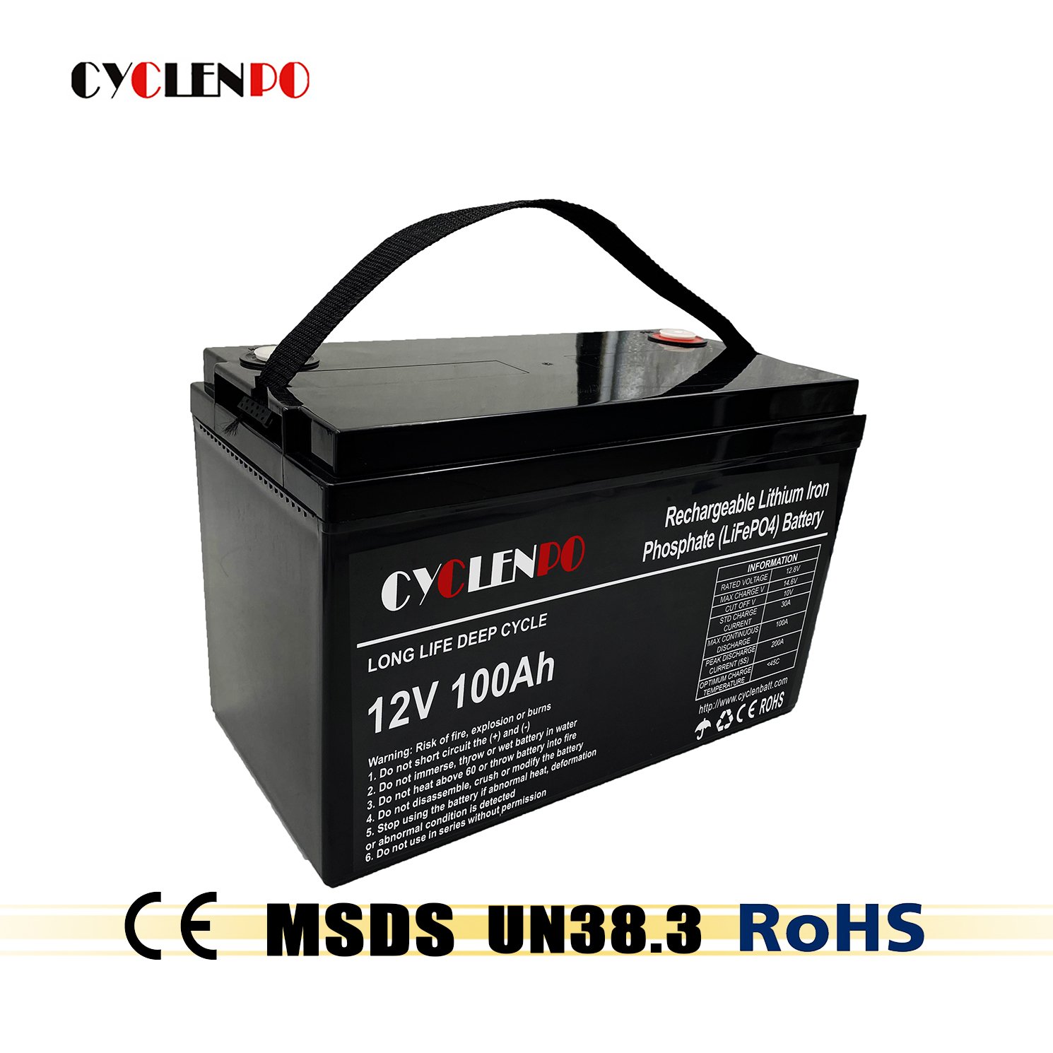 Deep cycle 12v 100ah lithium ion battery for solar energy storage