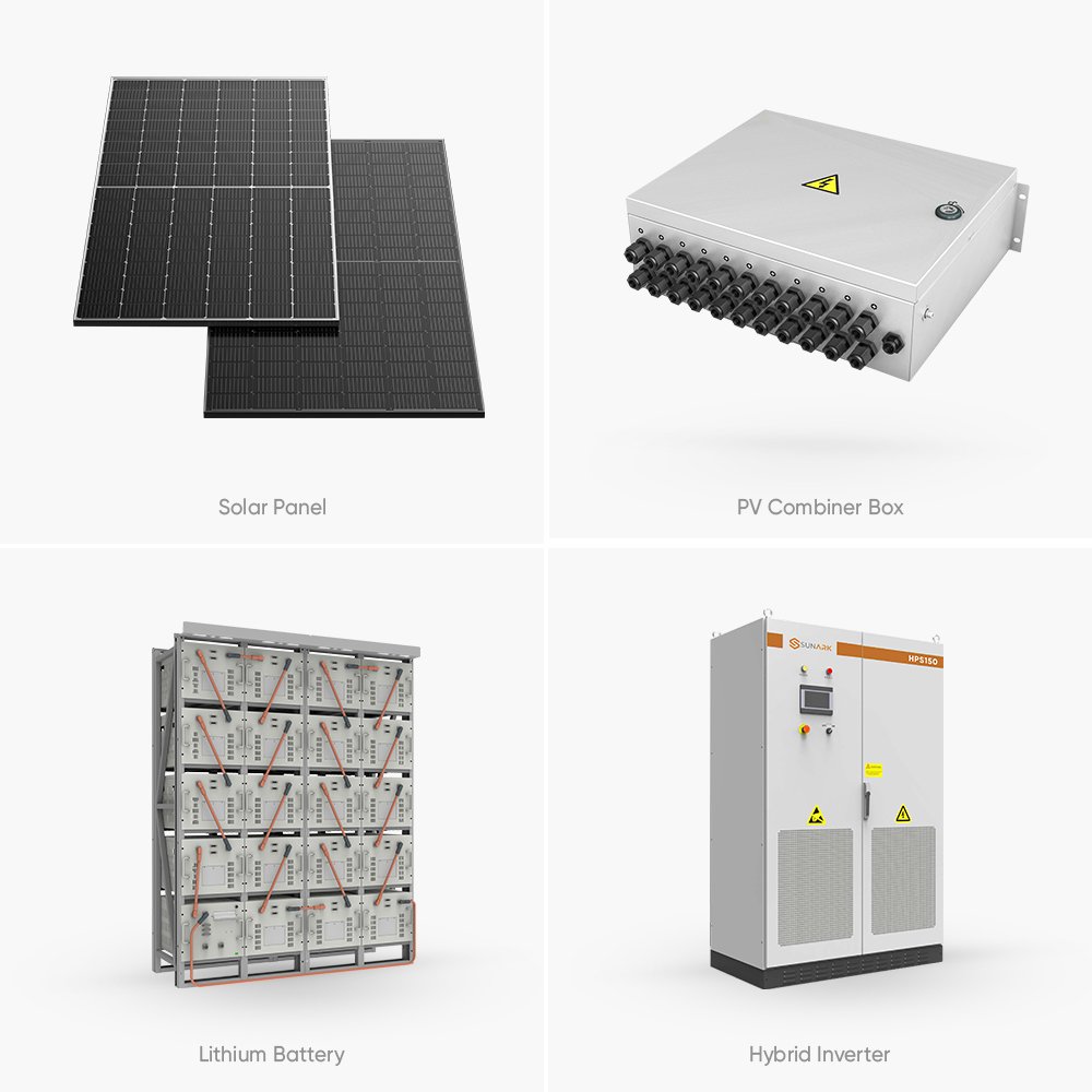 Sunark Complete Set Solar Energy System 400Kva 450 Kva 500Kva Commercial Industrial Use Hybrid Solar System