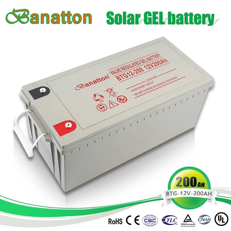 Banatton Factory Customized Oem Deep Cycle Energia Solar 12V 200Ah Lead Acid Gel Rechargeable Storage Battery Bateria Aki