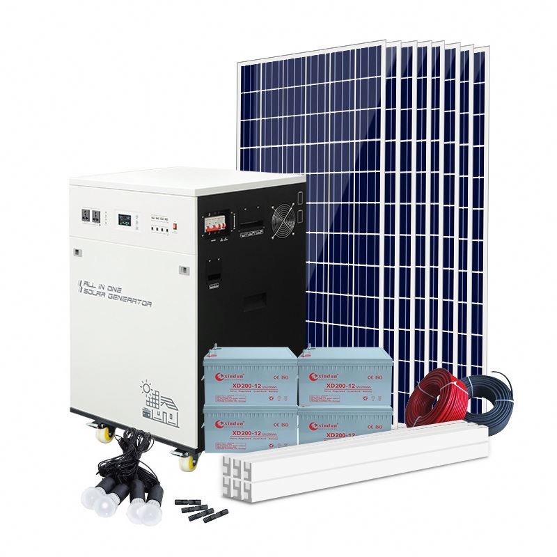 Complet Home Solar System Hybrid 5kw 6kw 4kw 7kw Pure Sine Wave Off Grid Batteries Solar System 5kw