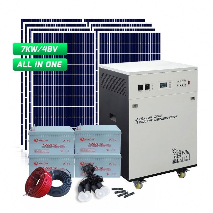 Complet Home Solar System Hybrid 5kw 6kw 4kw 7kw Pure Sine Wave Off Grid Batteries Solar System 5kw