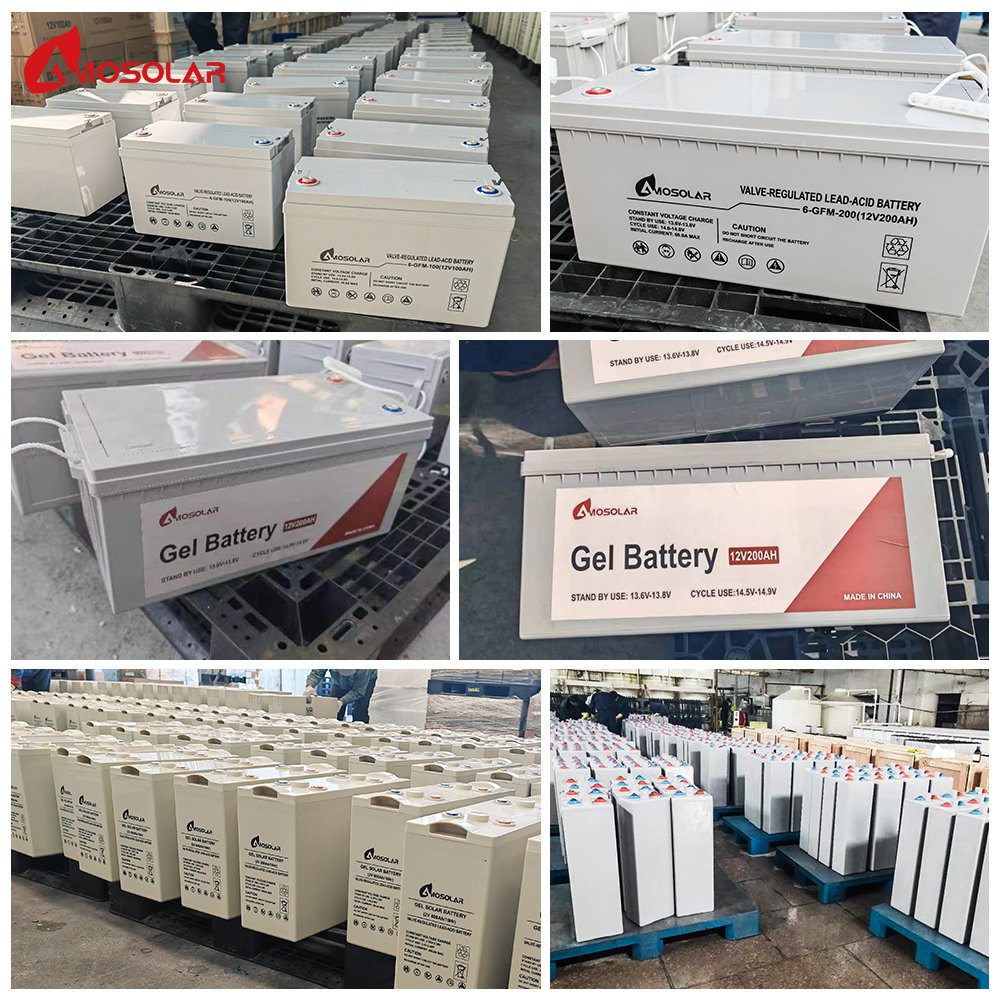 Amosolar Lead Acid Battery 12V 100Ah/200Ah Gel Battery for Solar PV Energy Storage System and Inverter Applications
