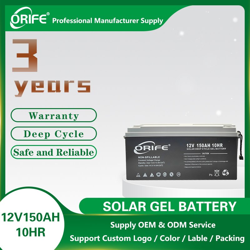 ORIFE custom full capacity agm 12v 150ah vrla solar energy storage lead acid batteries