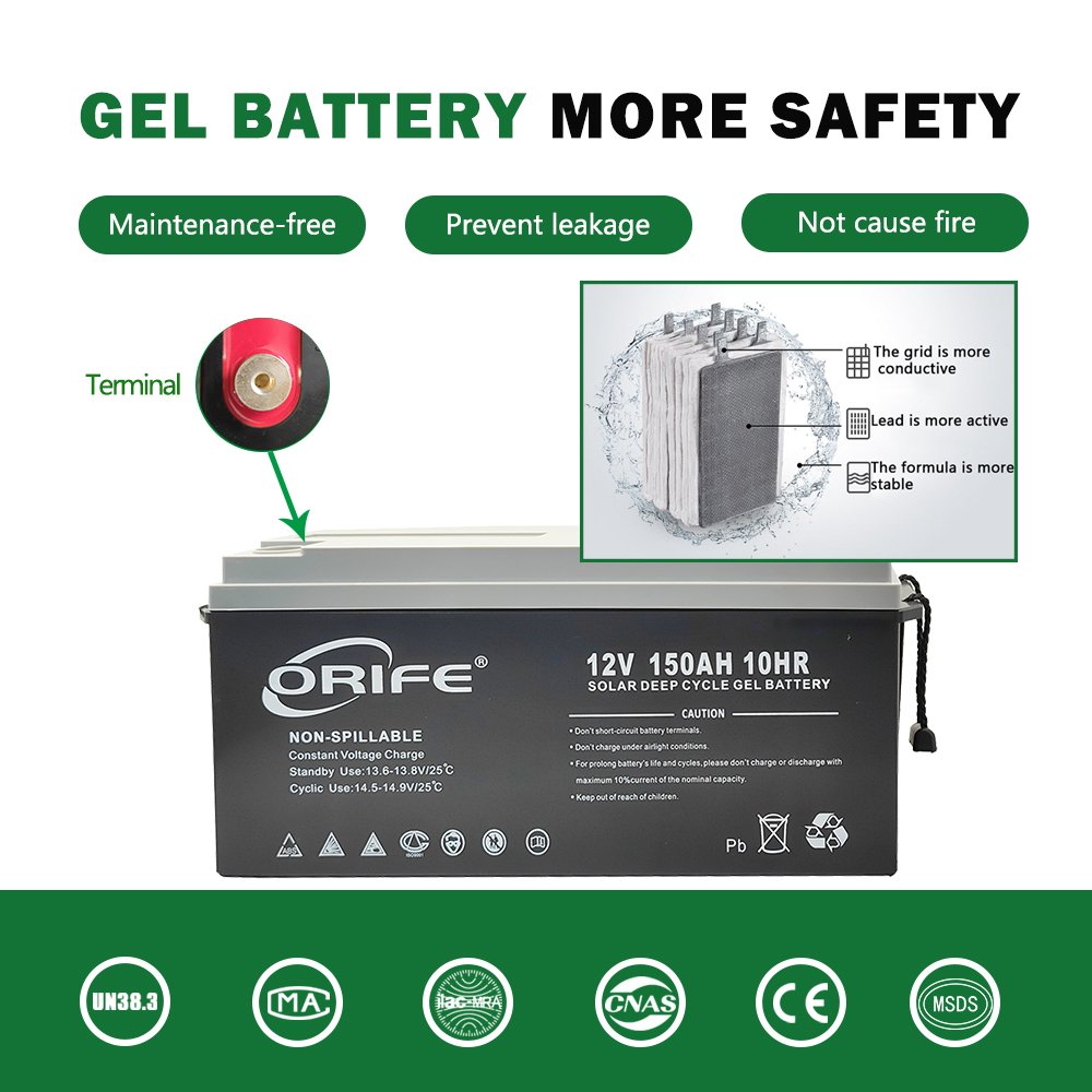 ORIFE custom full capacity agm 12v 150ah vrla solar energy storage lead acid batteries
