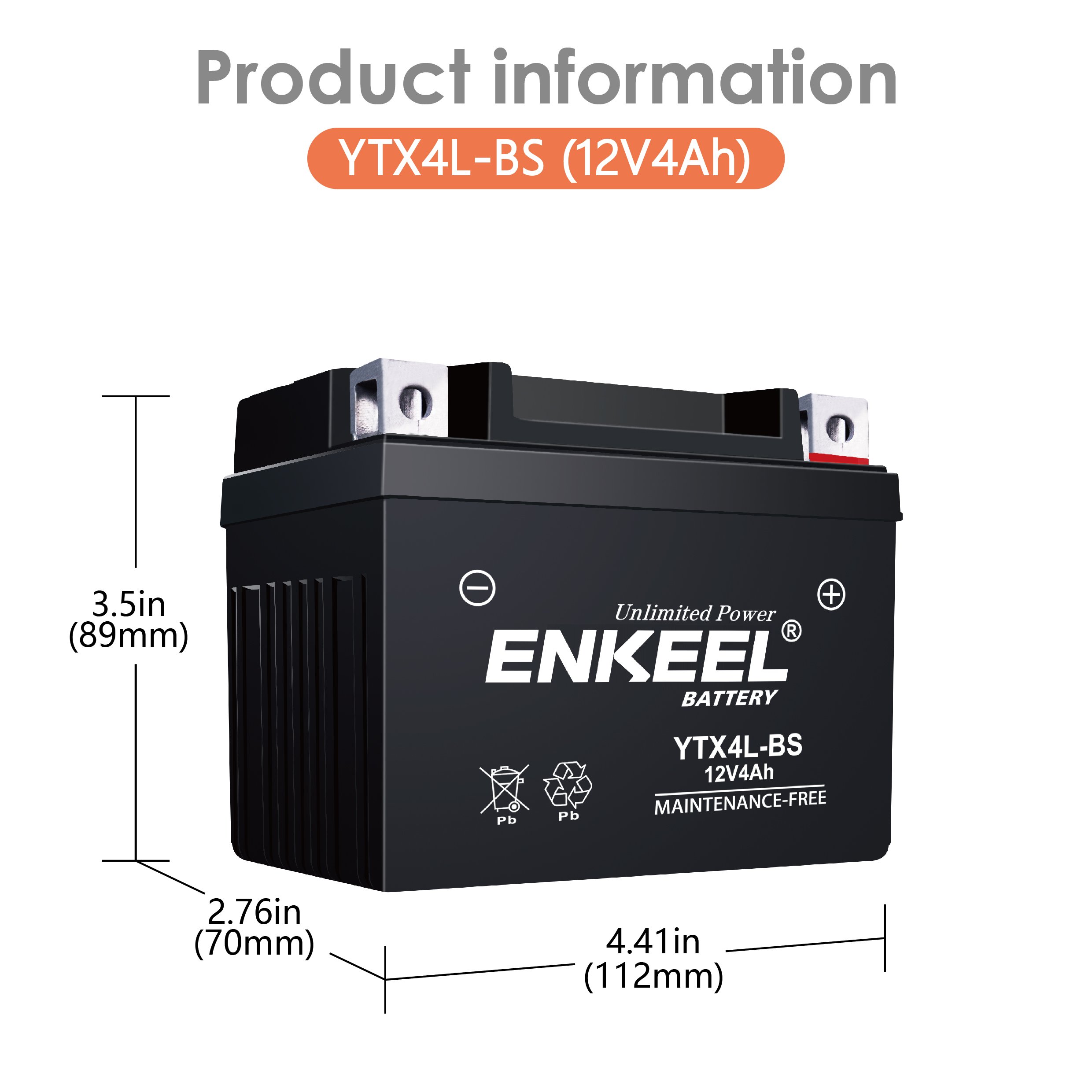 YTX4L-BS Factory Wholesale 12V4AH Starting Motorcycle battery Sealed Maintenance-Free Lead Acid Battery