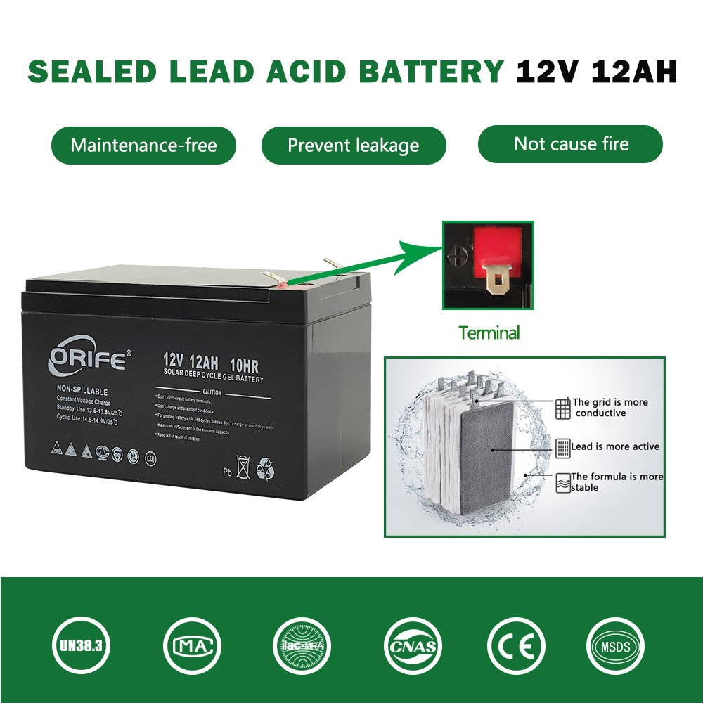 ORIFE custom Pb 99.994% long life sealed agm 12v 12ah 10hr lead acid battery charger