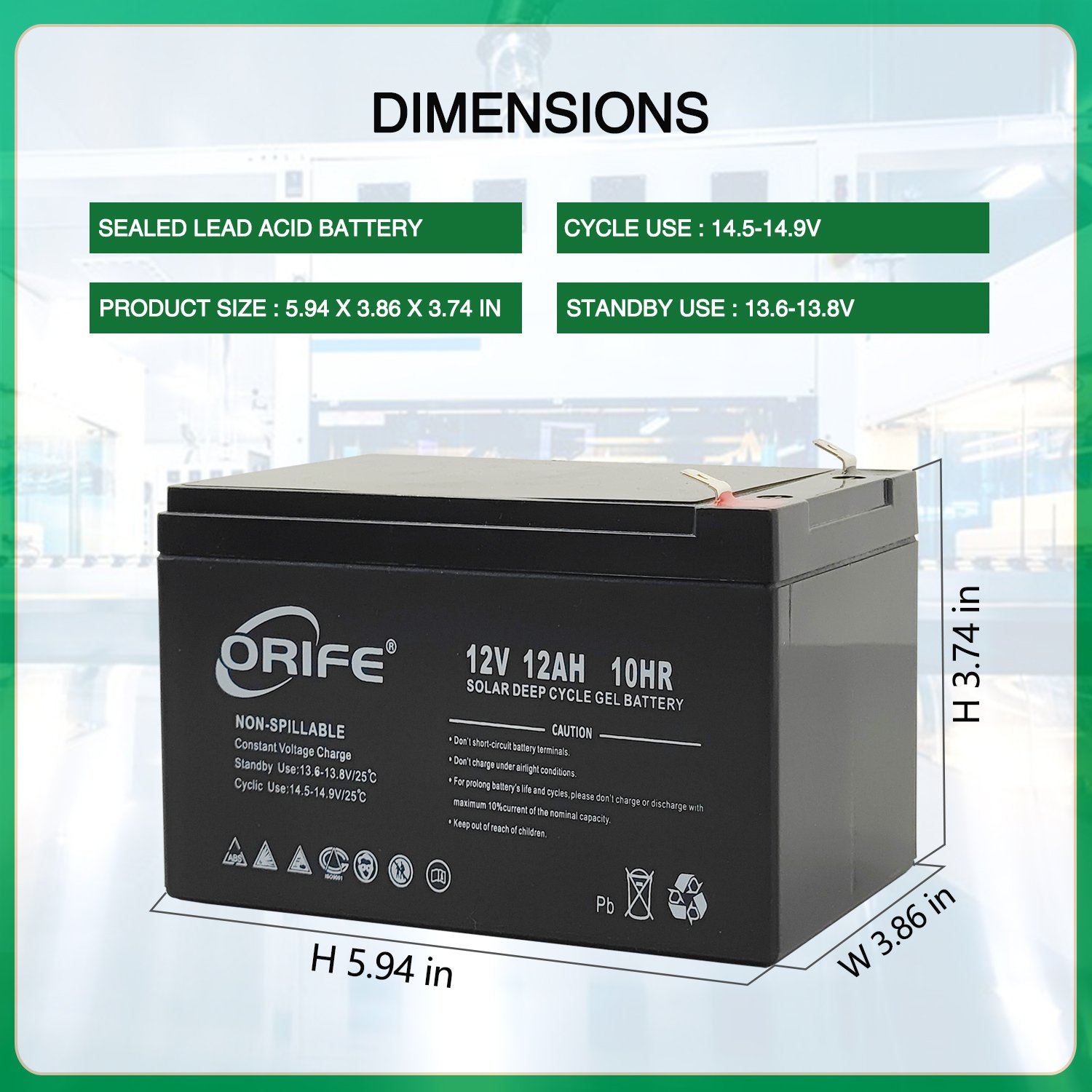 ORIFE custom Pb 99.994% long life sealed agm 12v 12ah 10hr lead acid battery charger