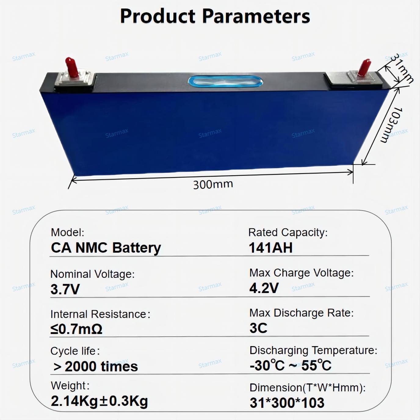 Starmax 3.7V Catl 114Ah 117Ah 141Ah 150Ah 180Ah Rechargeable 3.7V Nmc 811Nissan Leaf Battery Pack Ncm Hybrid Battery Cell