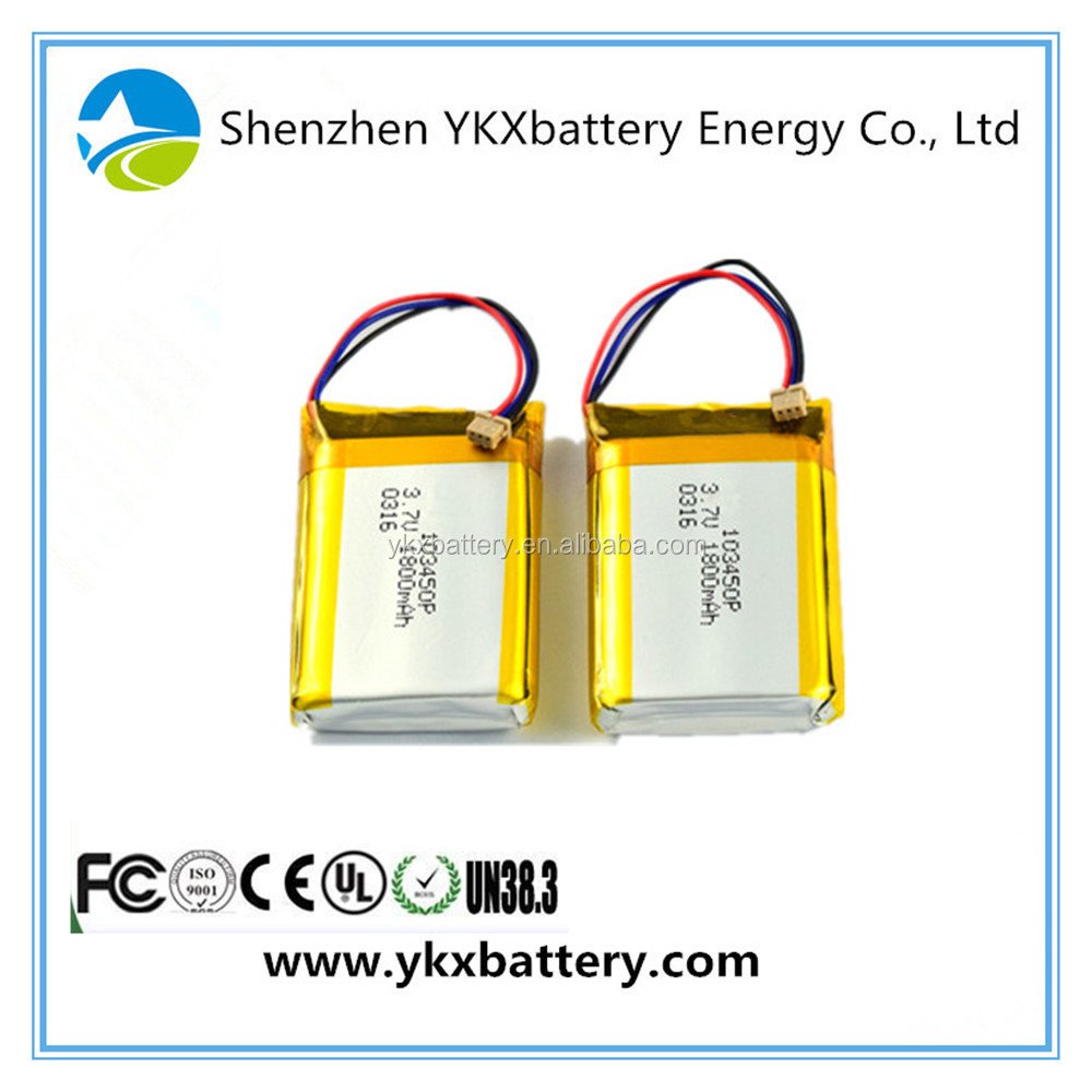 KC CB IEC62133 China Factory 3.7v rechargeable 103450-1800 mah lithium-ion li ion lithium polymer Battery