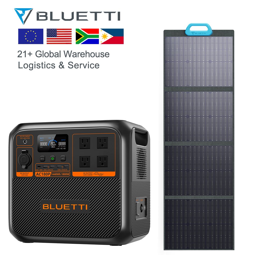 BLUETTI New Lithium Ion LiFePO4 AC180P+PV120 Portable Solar Power Station 1500wh