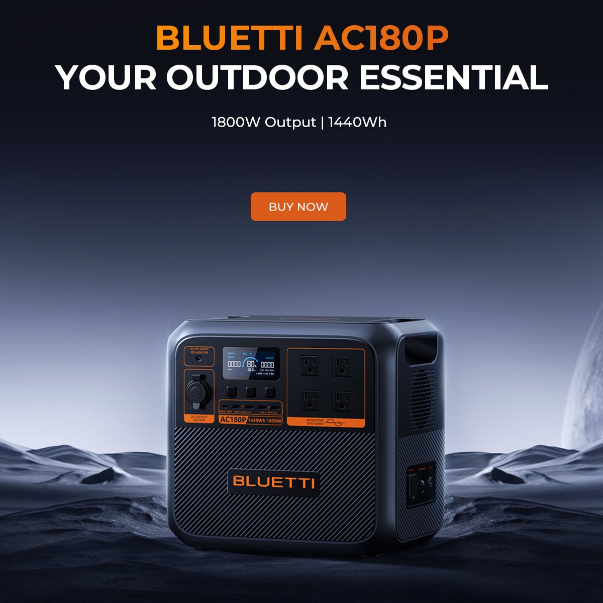 BLUETTI New Lithium Ion LiFePO4 AC180P+PV120 Portable Solar Power Station 1500wh