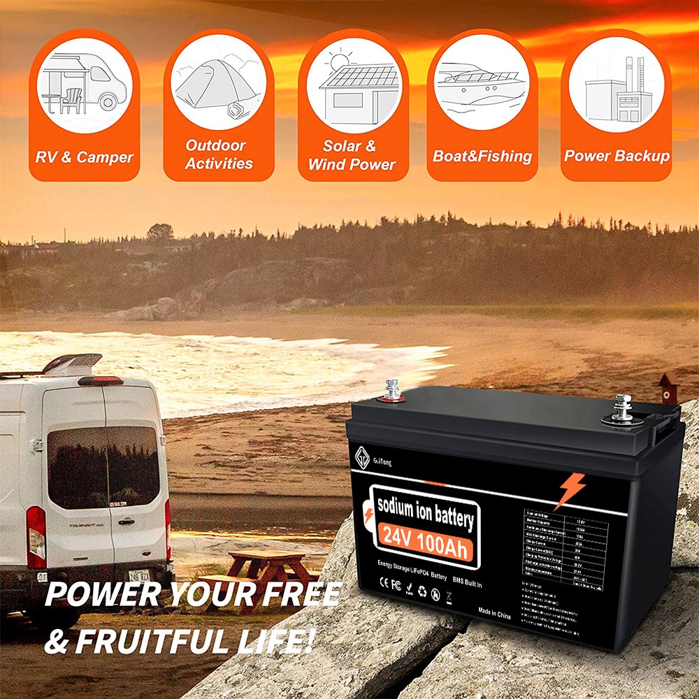 Rechargeable 24V 24 Volt 50Ah 100Ah 200Ah 300Ah Solar Sodium Ion Battery Pack Cell for RV Home Appliances Storage Golf Cart
