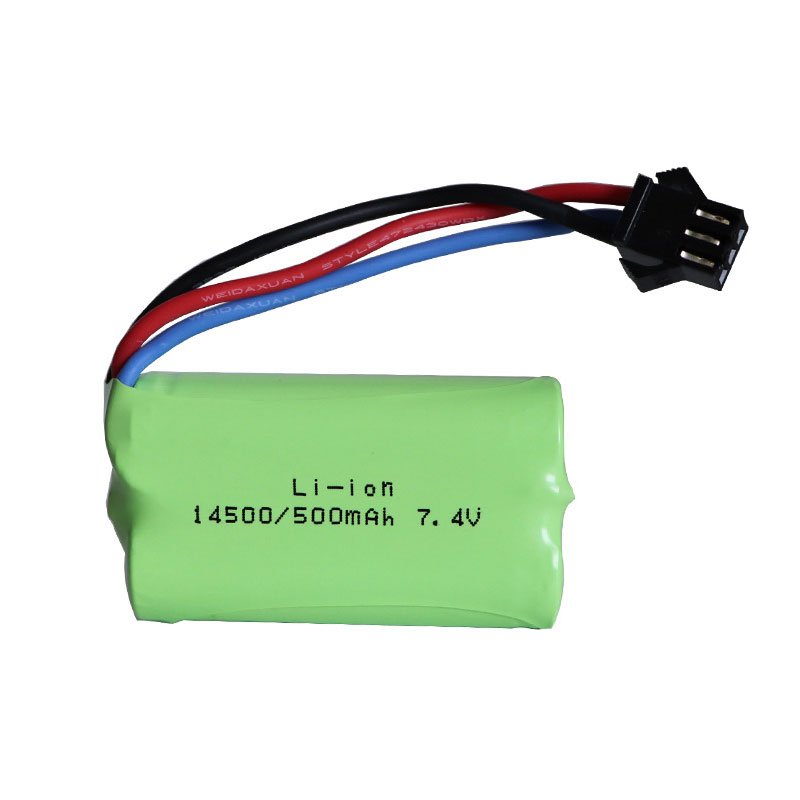 Rechargeable Li-ion battery 14500 7.4V 500mAh Lithium Ion Batteries 7.4V 500mAh With Wire And Connector For Toy