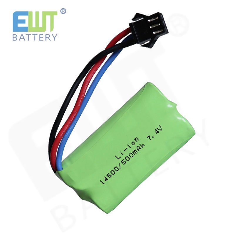 Rechargeable Li-ion battery 14500 7.4V 500mAh Lithium Ion Batteries 7.4V 500mAh With Wire And Connector For Toy