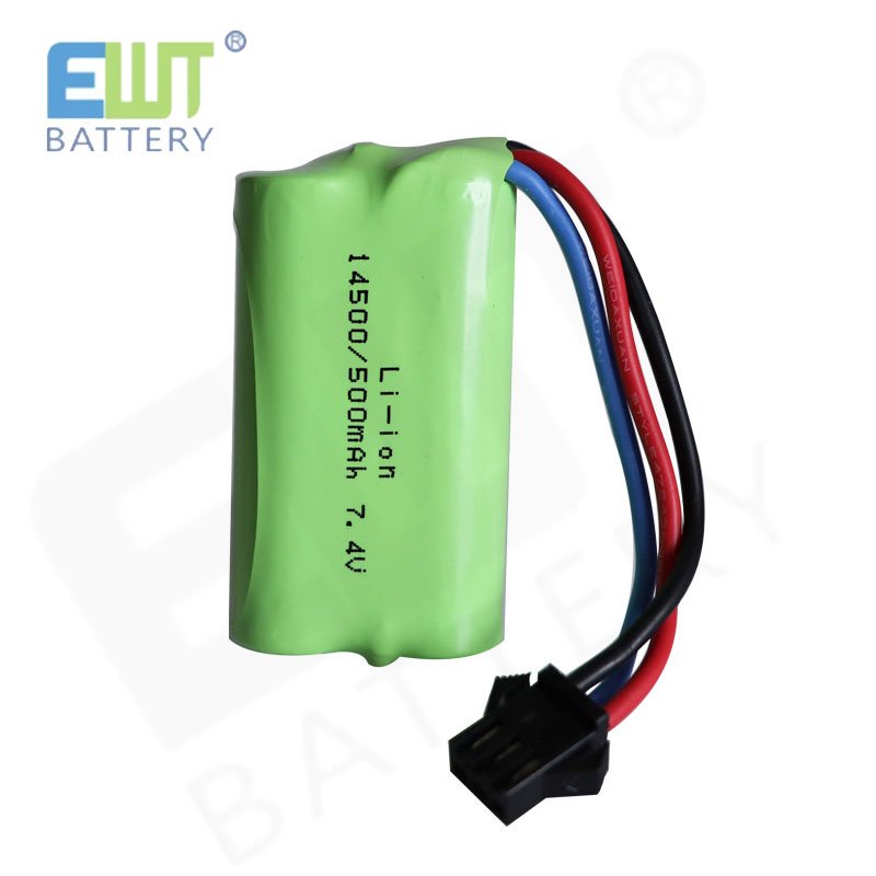 Rechargeable Li-ion battery 14500 7.4V 500mAh Lithium Ion Batteries 7.4V 500mAh With Wire And Connector For Toy