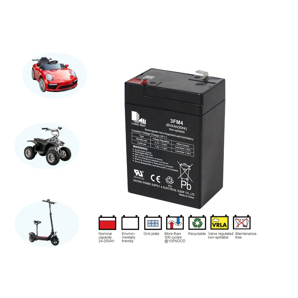 Electric Toy Car Power Supply VRLA 6V 4AH Lead Acid Batteries Product Category