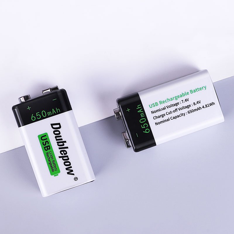 New Trends 9V USB Rechargeable Lithium Ion Battery 650mAh Li-Ion Multimeter Prismatic Size 9V Battery For Home Appliances