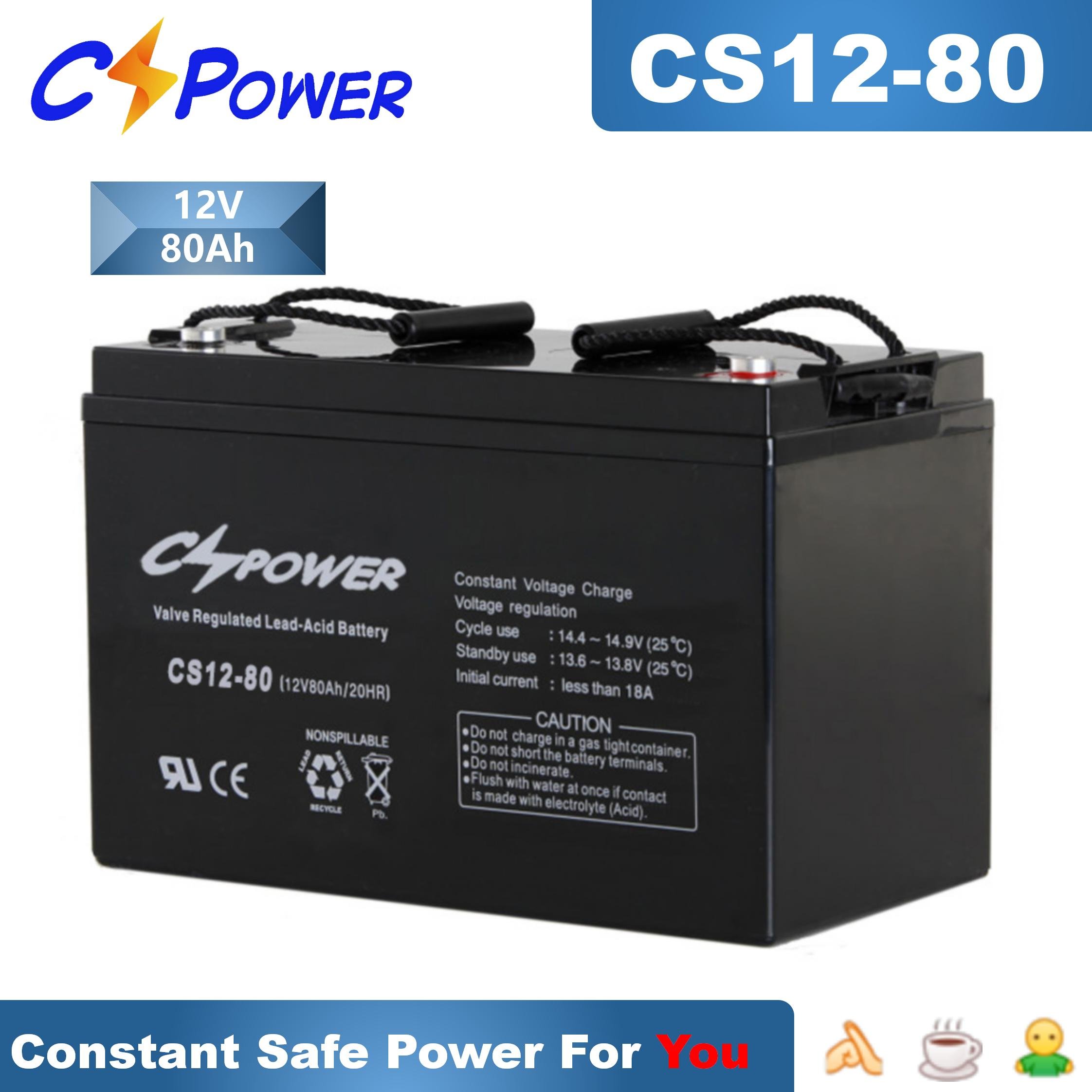 CSPower 12v 80Ah Battery 12 volt Rechargeable Vrla Battery Lead Acid Battery CS12-80