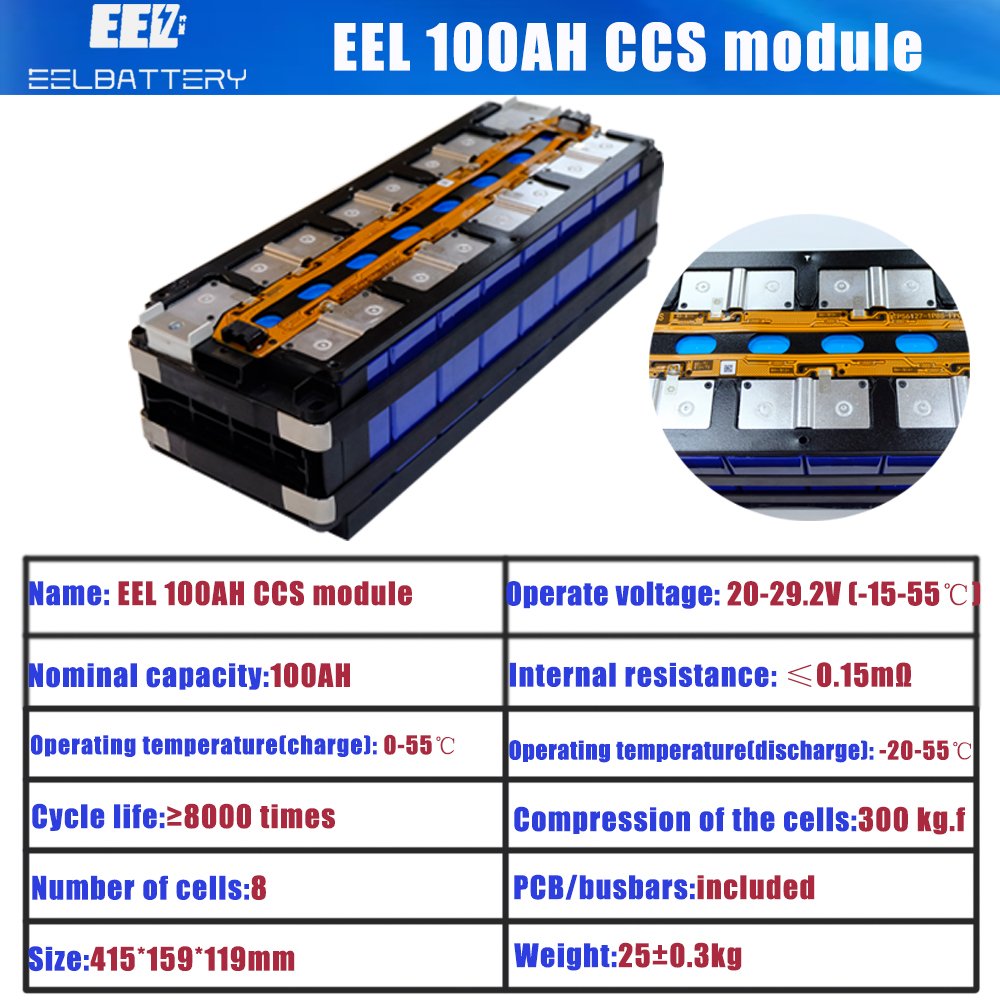 EEL 48V 13KW Lithium Ion batteries 24V 100Ah CCS module 8pcs solar power energy storage battery pack lifepo4 ev lithium battery