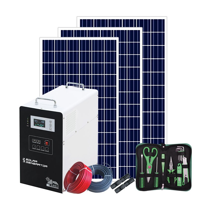 mini solar power home lighting systems / portable DC AC solar kits 10W 20W 300W 500w