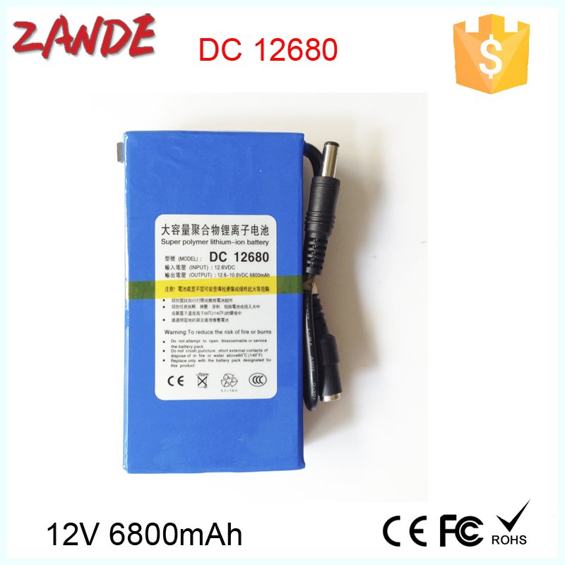 Portable DC 12V 6800mah YSD-12680 rechargeable lithium ion battery for LED light CCTV Camera