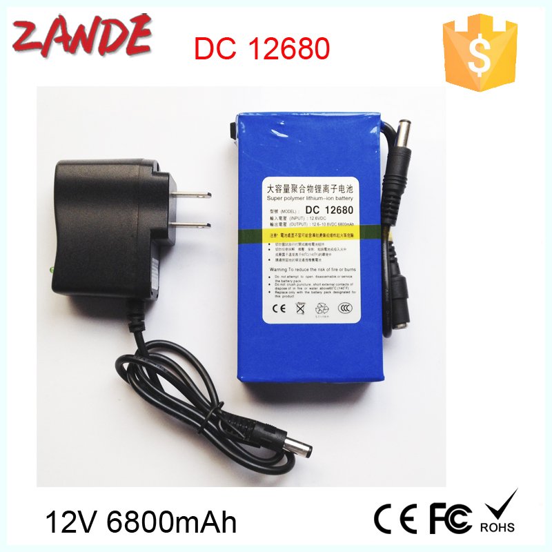 Portable DC 12V 6800mah YSD-12680 rechargeable lithium ion battery for LED light CCTV Camera