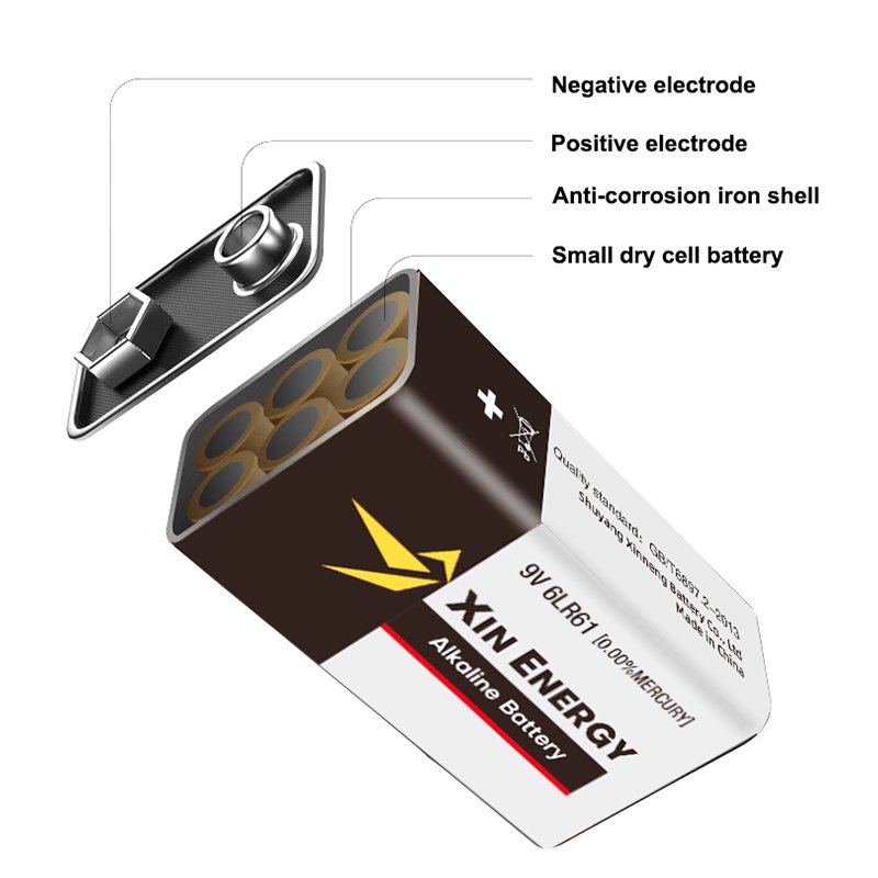 Durable 9v Alkaline Battery 6LR61 Lead Free 720mins 9v alkaline battery for household