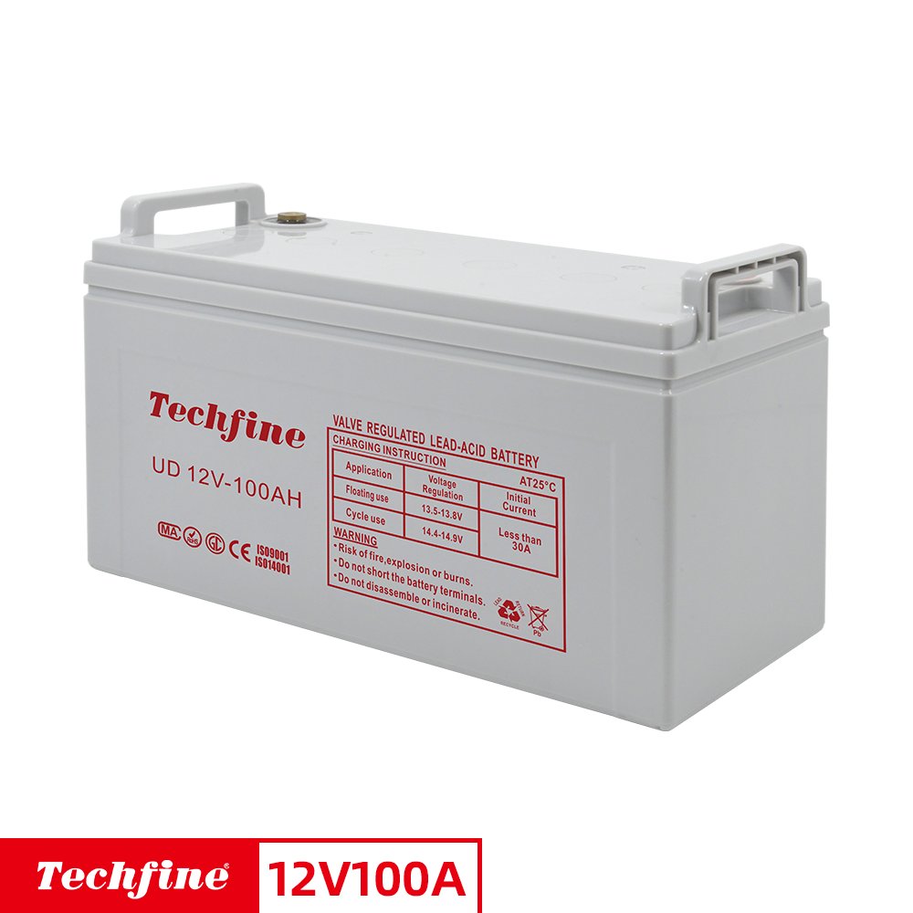 Techfine gel battery 12V 65AH 100AH 120AH 150AH 200AH 250AH lead acid battery pure sine wave for solar system 24V battery