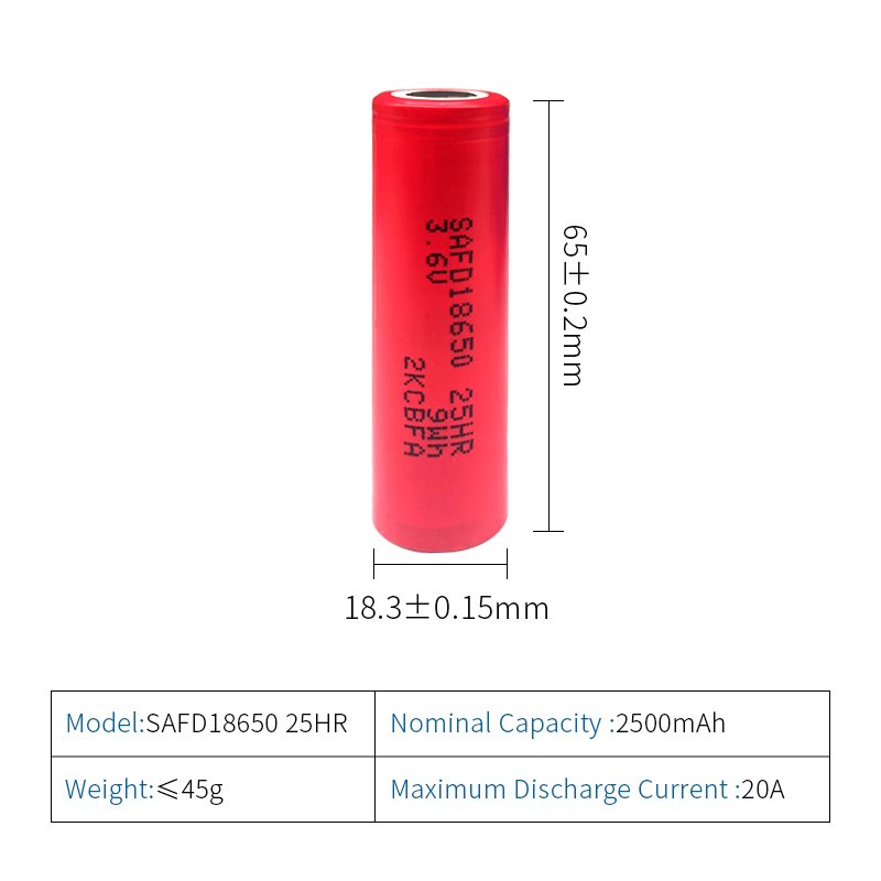 15C 10C 8C high rate discharge 18650 battery 2500mah for power tools
