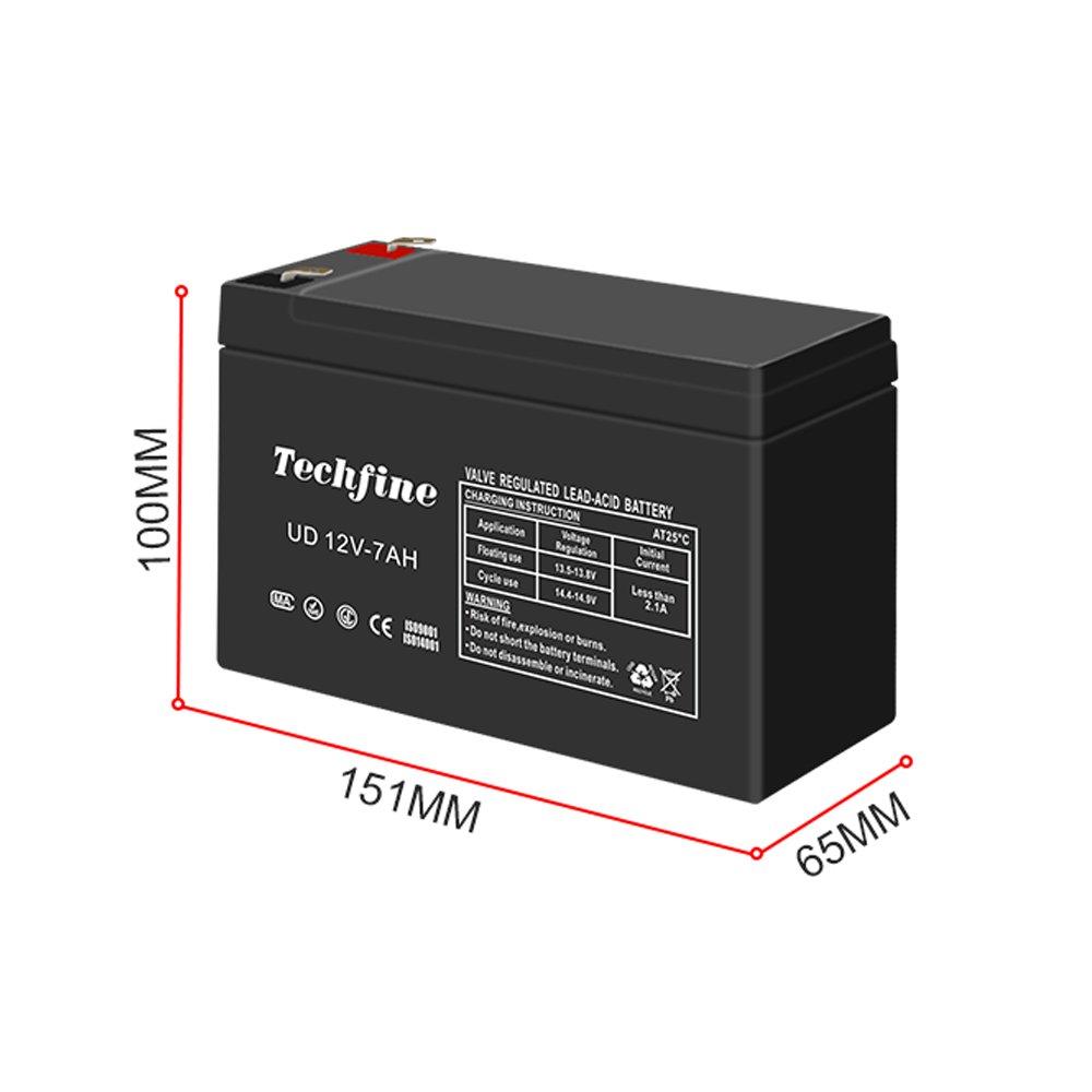 Techfine lead acid rechargeable 12v electric storage battery 12 volt 7 ah lead acid battery