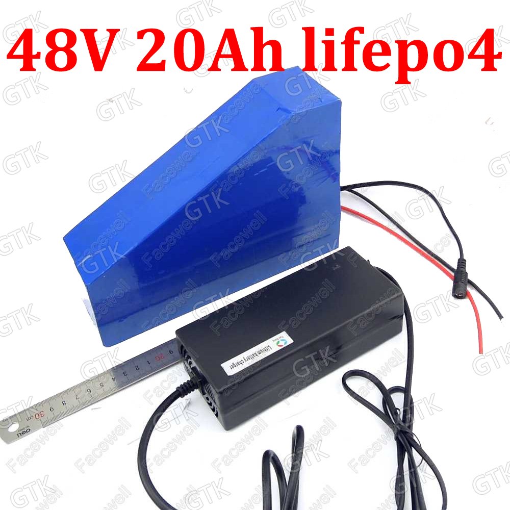 GTK 48V 20AH Lifepo4 Triangle battery BMS for replacement 2500W Lead acid battery ebike Tricycle scooter bicycle + charger bag