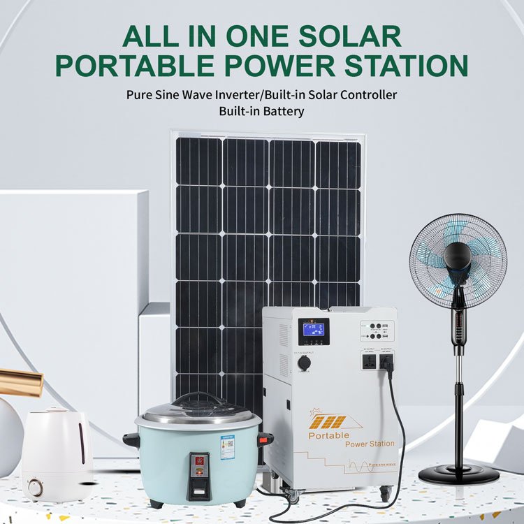 Factory Hot Selling All In One 1000W 2000W 3000W Power Station Complete Solar System With Lithium Battery