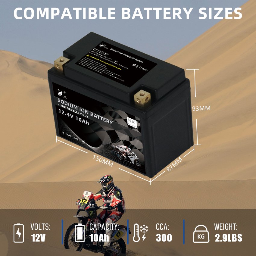 12V 10Ah High C-rate 300CCA Sodium-ion Motorcycle Starter Battery High Capacity for Motorcycles Jet Ski Motocross ATV