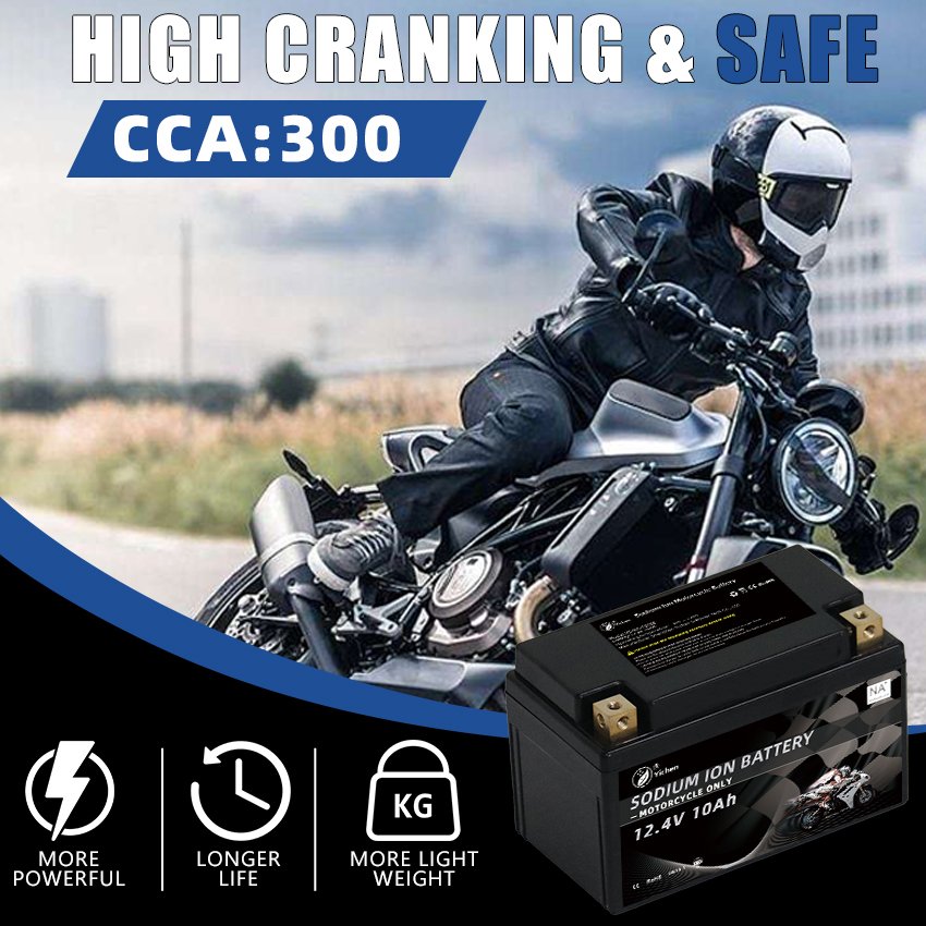 12V 10Ah High C-rate 300CCA Sodium-ion Motorcycle Starter Battery High Capacity for Motorcycles Jet Ski Motocross ATV