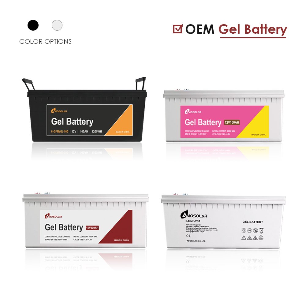 Amosolar Lead Acid Battery 12V 24v 75Ah 100Ah 150Ah 200Ah 250 Ah 500Ah Gel Type Battery For Solar Storage System