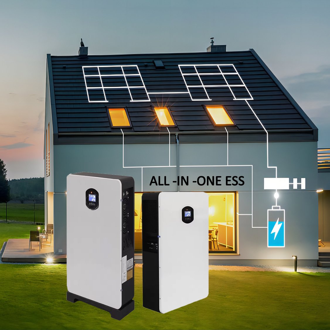 1KWh-10kwh Solar Energy System 5kw inverter with Lithium Ion Battery MPPT Controller All-In-One Off-Grid Home Use Solar System