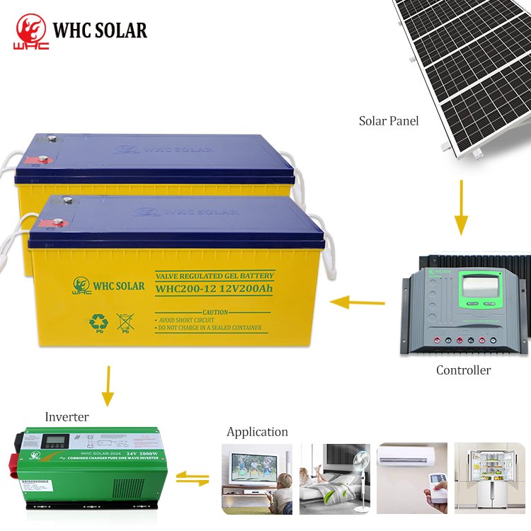 WHC High Quality 12v 100ah 200ah battery solar panels and solar batteries AGM GEL ups inverter gel lead acid batteries