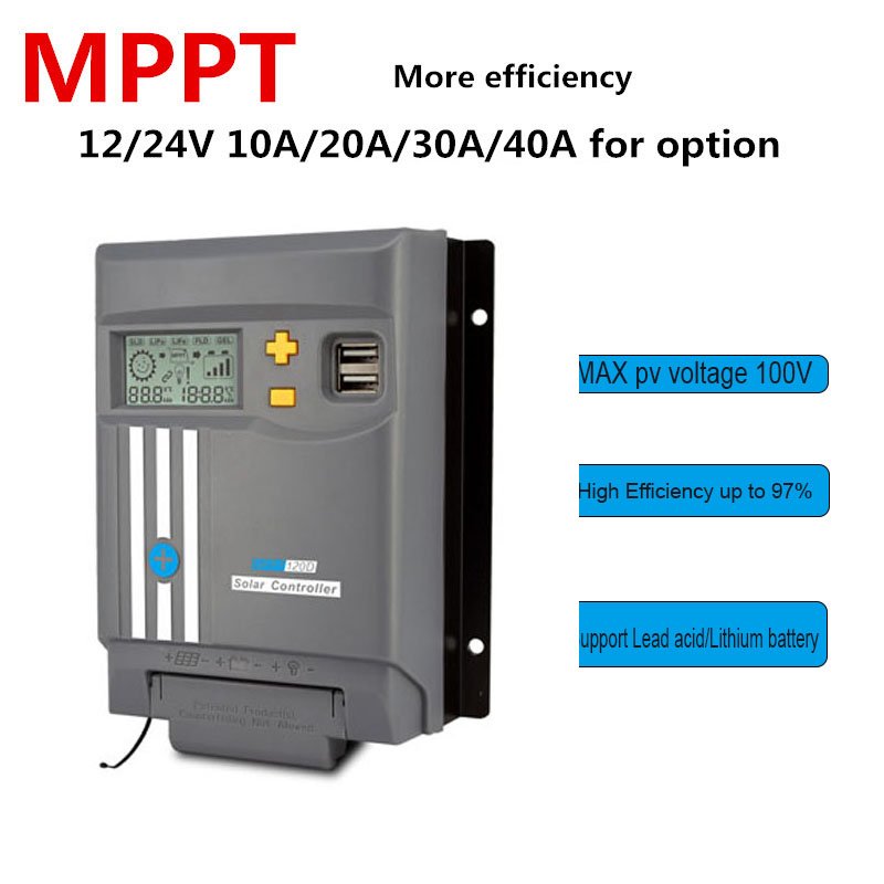 MPPT120D Wuhan Hanfsolar 20A 30A 40A 12/24V Auto Lead Acid / Lithium Battery MPPT Charge Controller