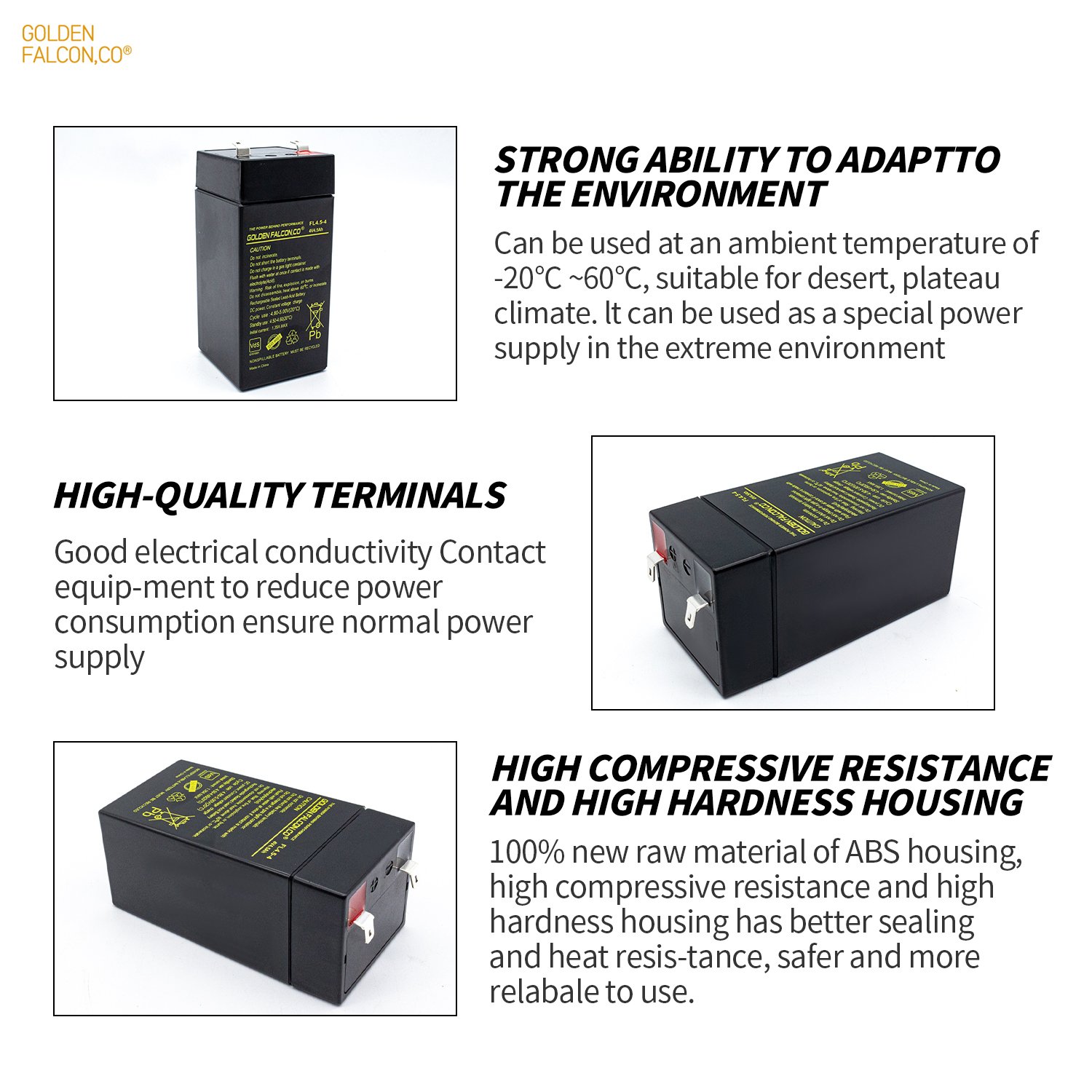 Rechargeable sealed lead acid battery Deep cycle battery 4V 4.5Ah for Home Appliances Electric tool