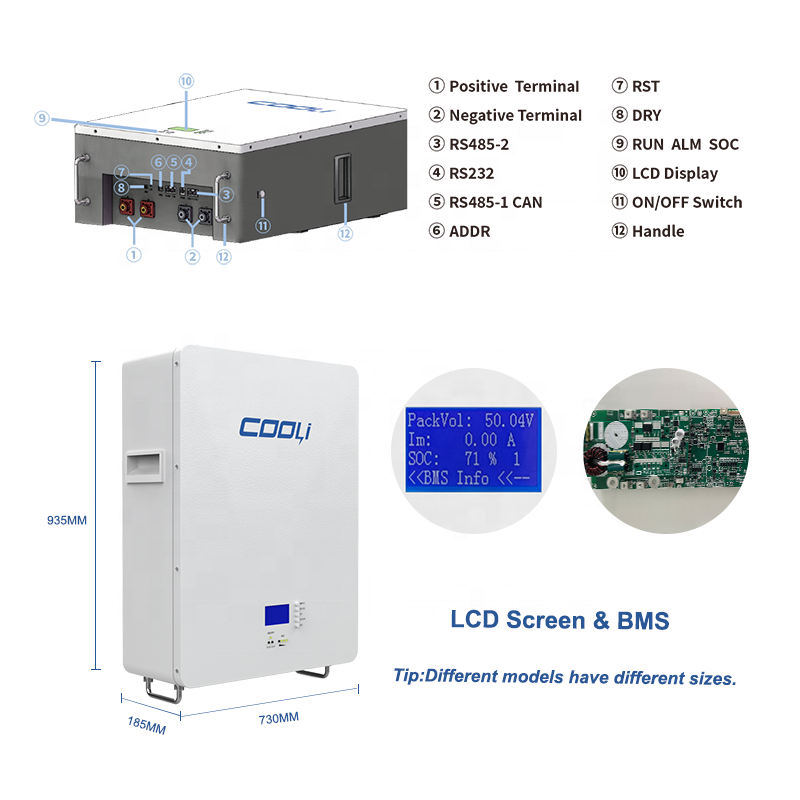 Cooli Lifepo4 Batteries 100Ah Lithium Ion Batteries Power Wall Solar Energy Storage Lifepo4 Battery