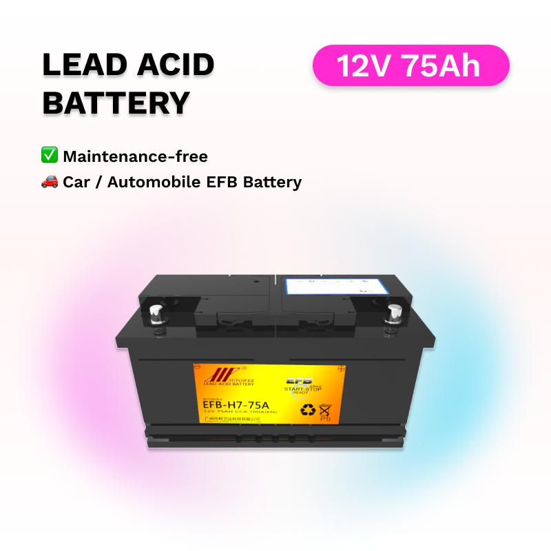 12V 75Ah lead acid battery OEM car maintenance-free EFB storage battery SUPOWER EFB-T7-75A
