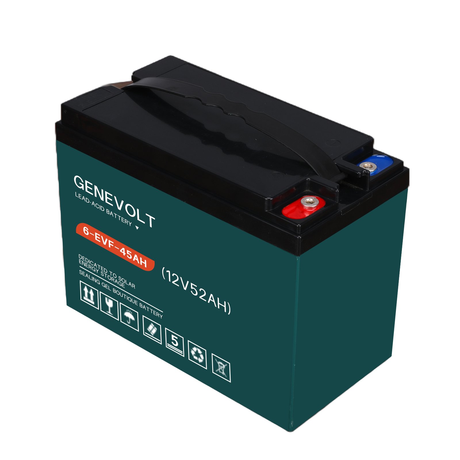 Low price regulated rechargeable lead acid battery 12V 52AH used for home lighting energy storage