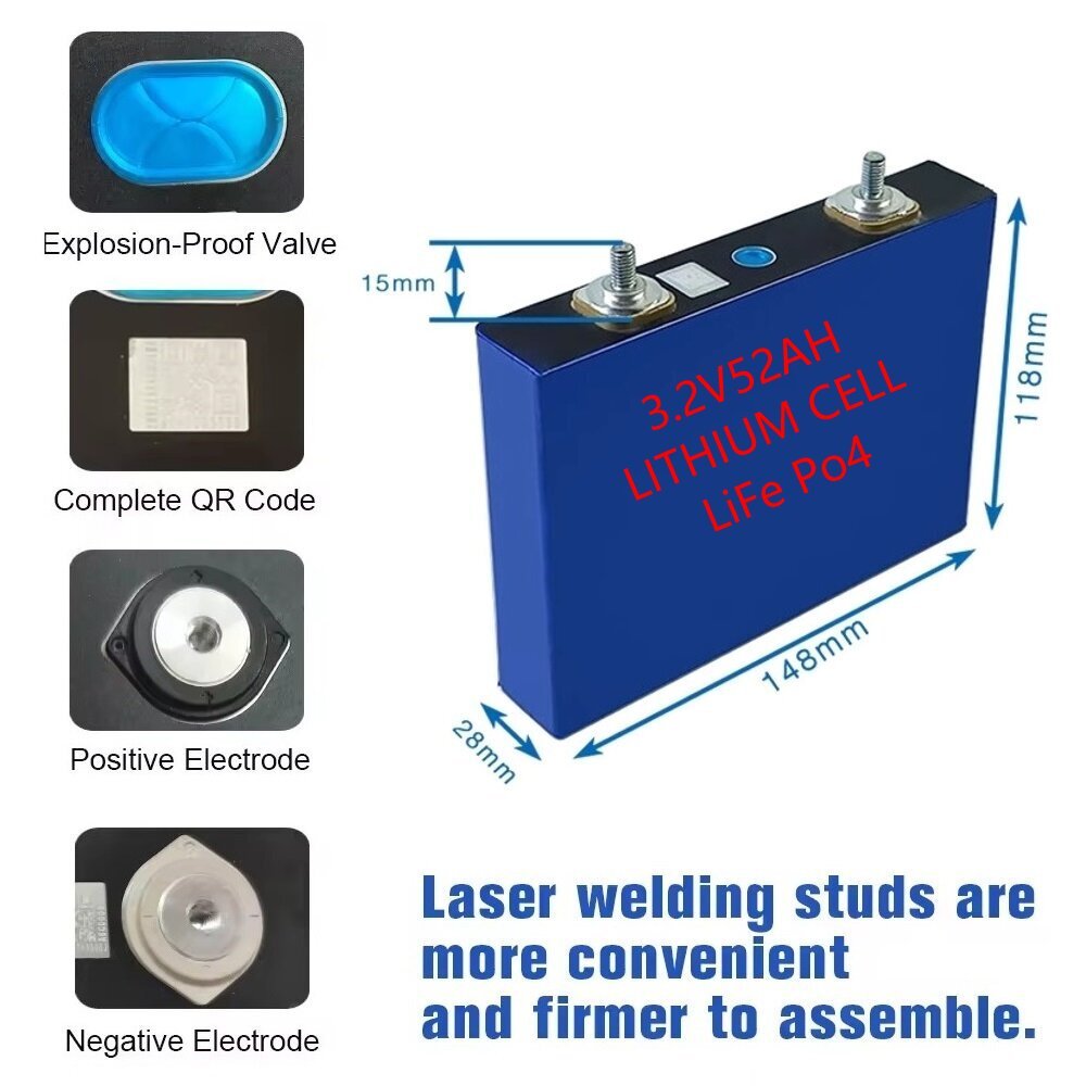 3.2V 52Ah lithium ion phosphate batterylifepo4 lithium ion rechargeable battery 3 LIFEPO4 Cell for Power Energy