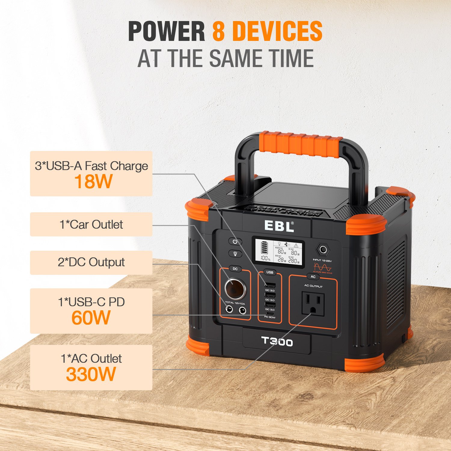 EBL Portable Energy Storage Output Lithium Ion Battery Power Station 300W