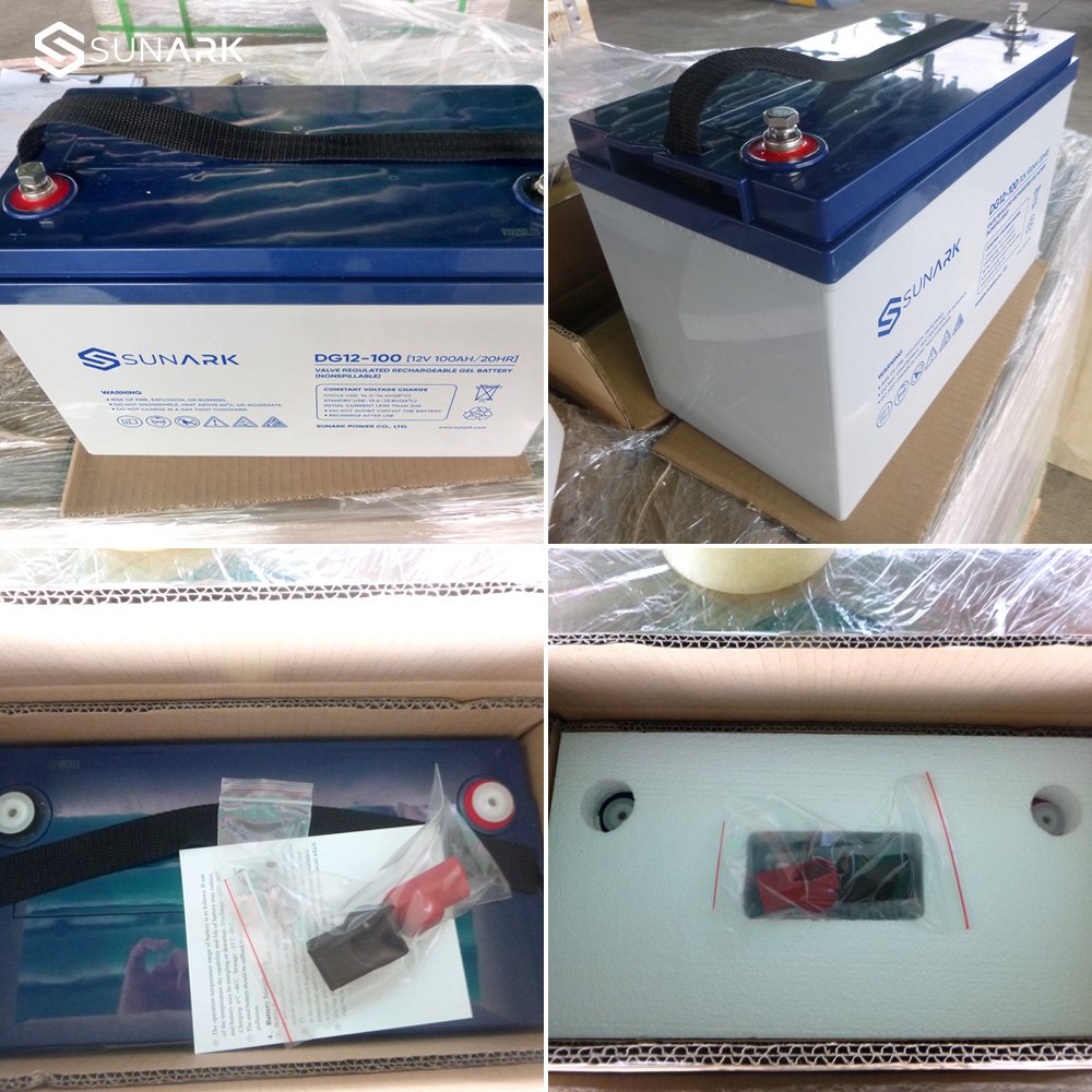Sunark Rechargeable Gel Battery Plates 12V 100Ah 200Ah 260Ah Valve Regulated Lead Acid Battery