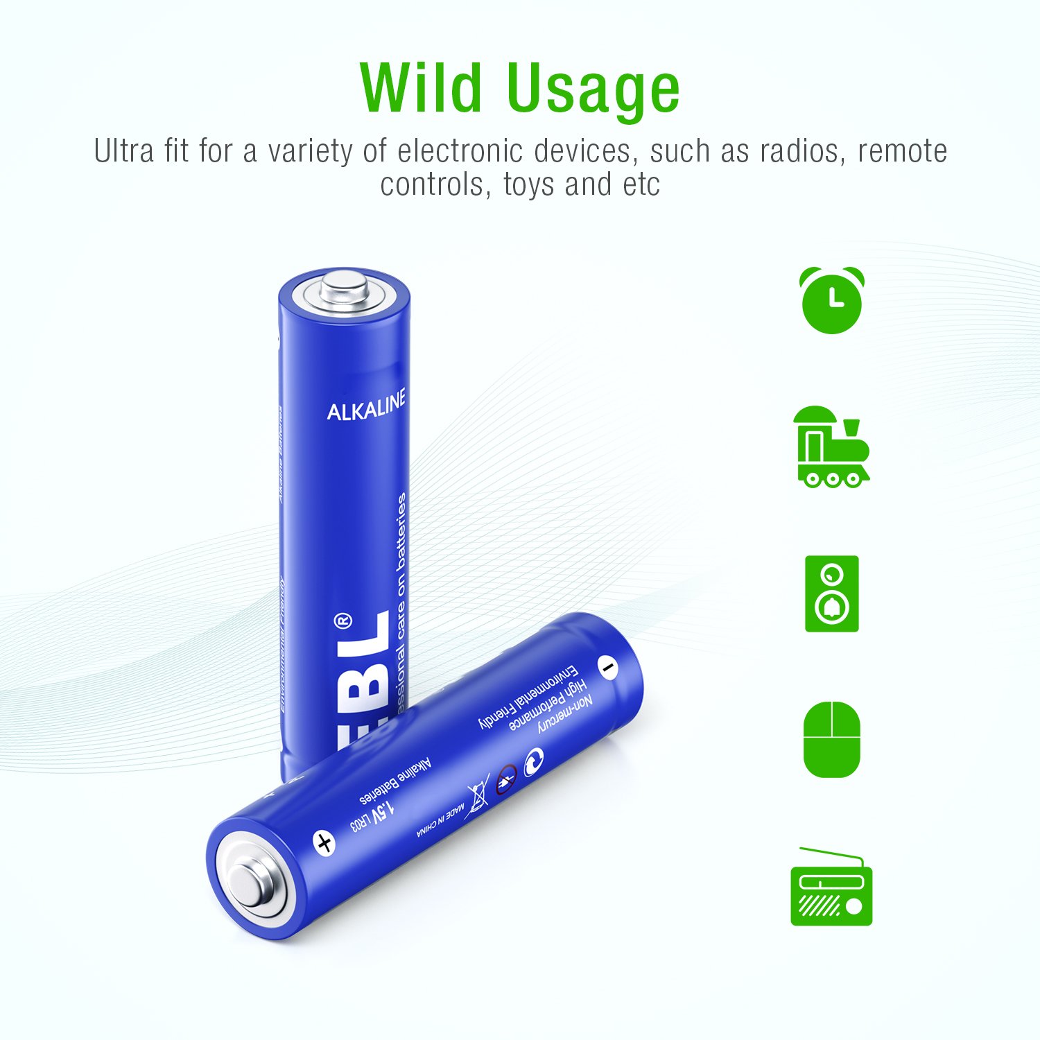 10 Year Storage Life High Capacity Alkaline Battery Cells
