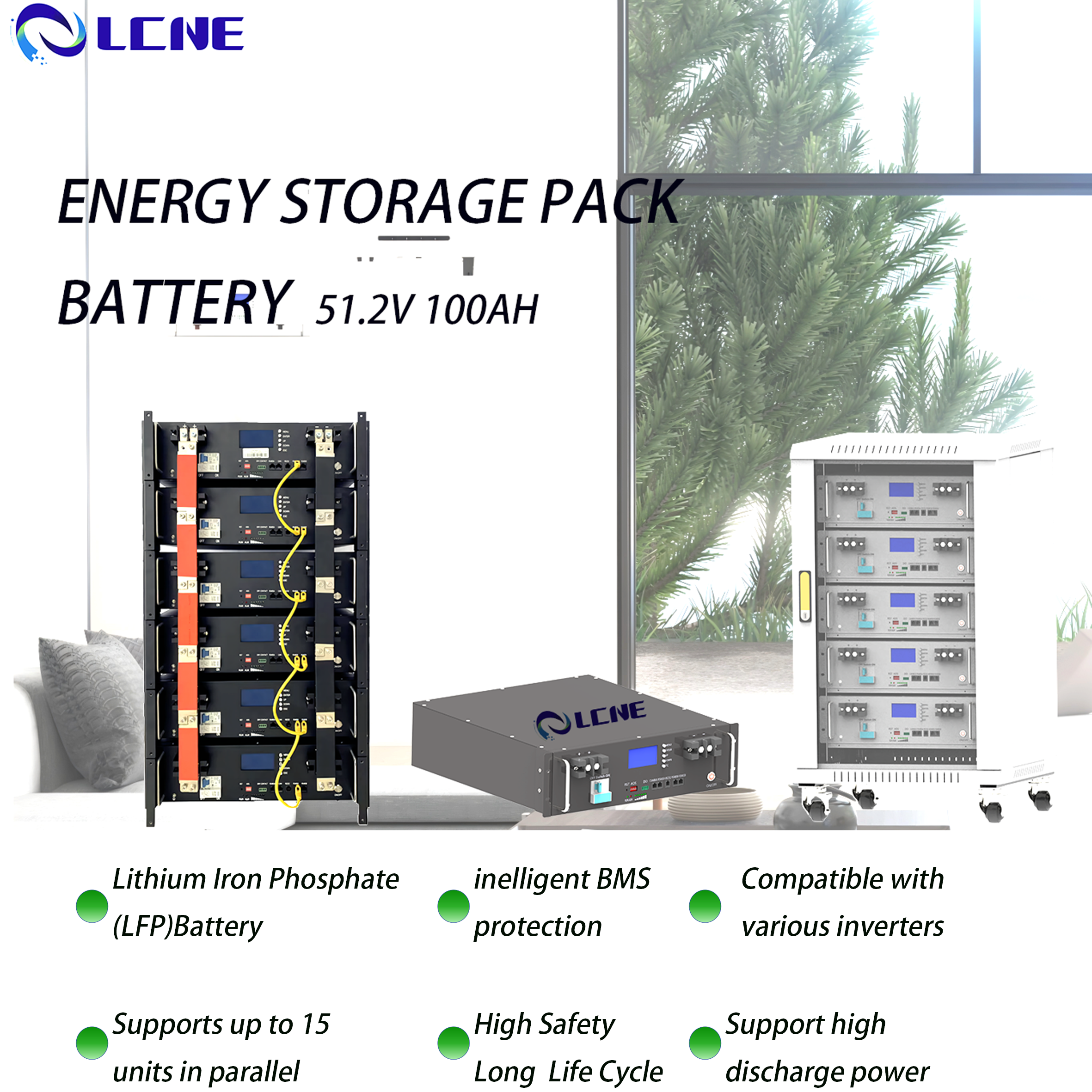 Lifepo4 Lithium Ion Solar Battery 5kwh 10kwh solar system 51 2V 48v 280ah 100ah 200ah Rack Mounted